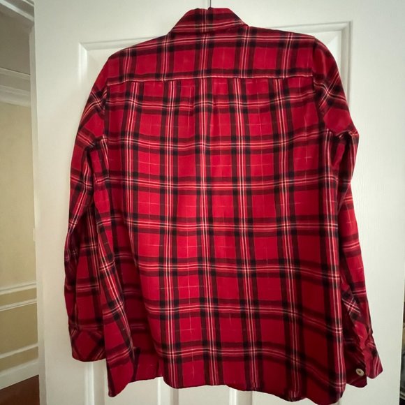 Talbots Red Plaid Long Sleeved Roll Up Shirt (Medium) - Picture 6 of 6